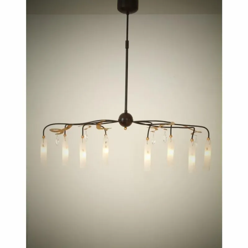 Luminaires Holländer Suspension Holländer CASINO OVAL Brun, Or, Noir, 8 lumières