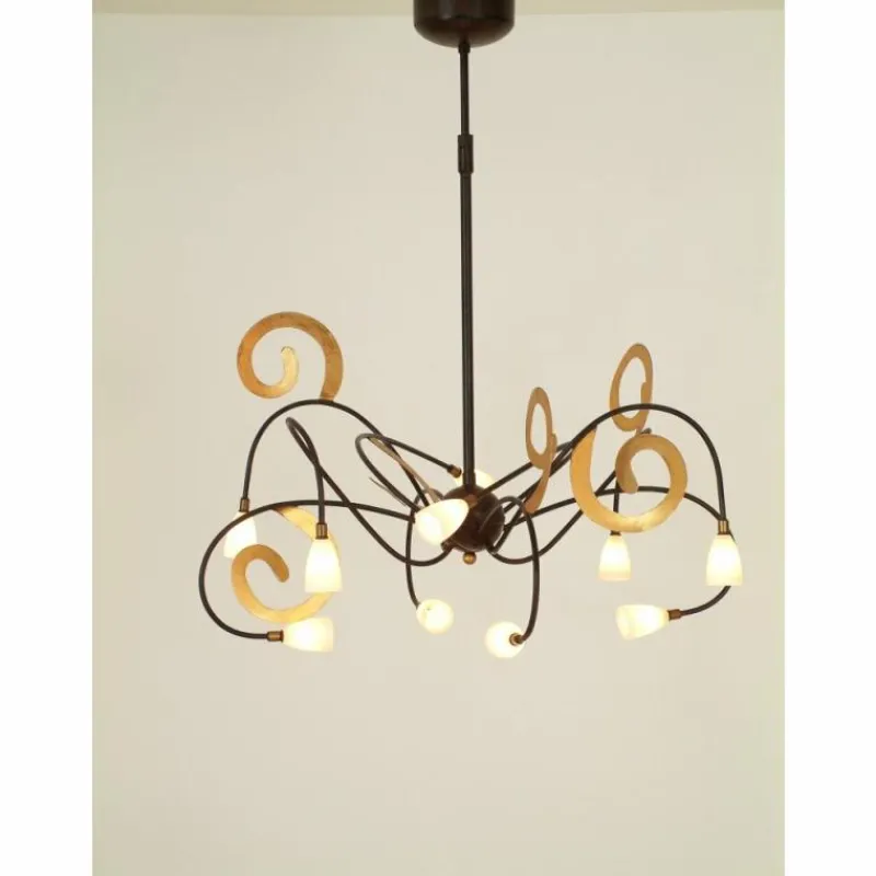 Luminaires Holländer Suspension Holländer CASINO RIGIDO Brun, Or, Noir, 10 lumières