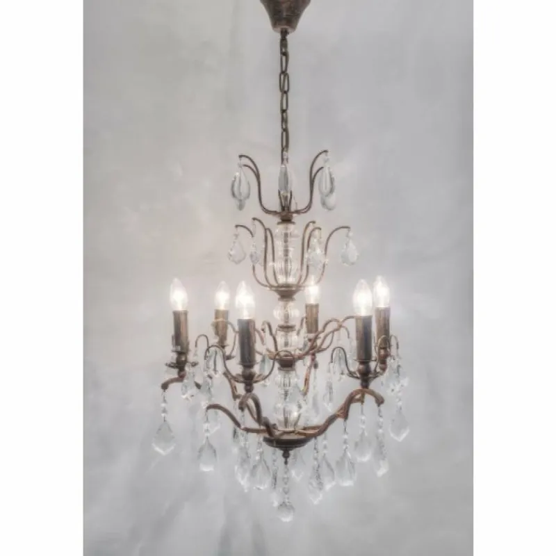 Lampes Dorées-Luminaires Holländer Suspension Holländer CRISTALLO Brun, Or, 6 lumières