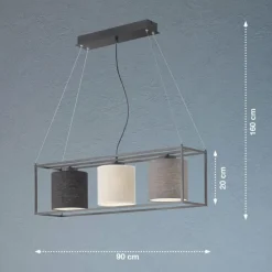 Lampes En Tissu-Luminaires Fischer & Honsel Suspension Honsel GILLI Noir, 3 lumières