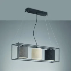 Lampes En Tissu-Luminaires Fischer & Honsel Suspension Honsel GILLI Noir, 3 lumières
