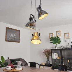 Lampes Vintages & Rétros-hofstein Suspension Hora Bois foncé, Noir, 3 lumières