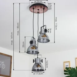 Lampes Vintages & Rétros-hofstein Suspension Hora Bois foncé, Noir, 3 lumières