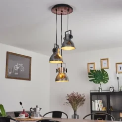 Lampes Vintages & Rétros-hofstein Suspension Hora Bois foncé, Noir, 3 lumières