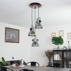 Lampes Vintages & Rétros-hofstein Suspension Hora Bois foncé, Noir, 3 lumières