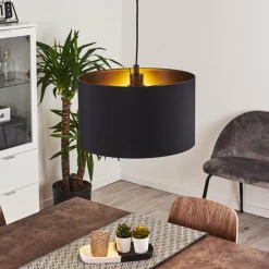 Lampes En Tissu-hofstein Suspension Huarate Noir, 1 lumière