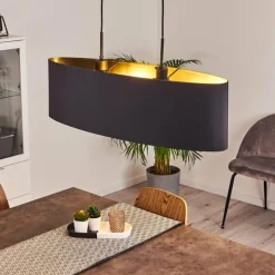 Lampes En Tissu-hofstein Suspension Huarate Noir, 2 lumières