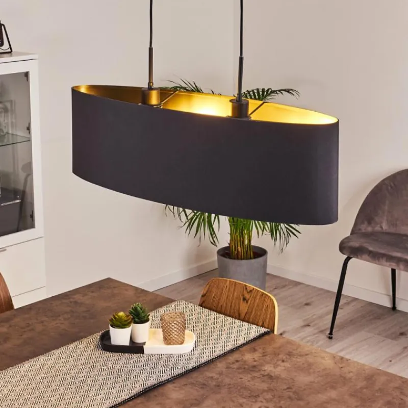 Lampes En Tissu-hofstein Suspension Huarate Noir, 2 lumières