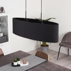 Lampes En Tissu-hofstein Suspension Huarate Noir, 2 lumières