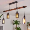 Suspension Verre Fumé-hofstein Suspension Hunouri Bois foncé, Noir, 4 lumières