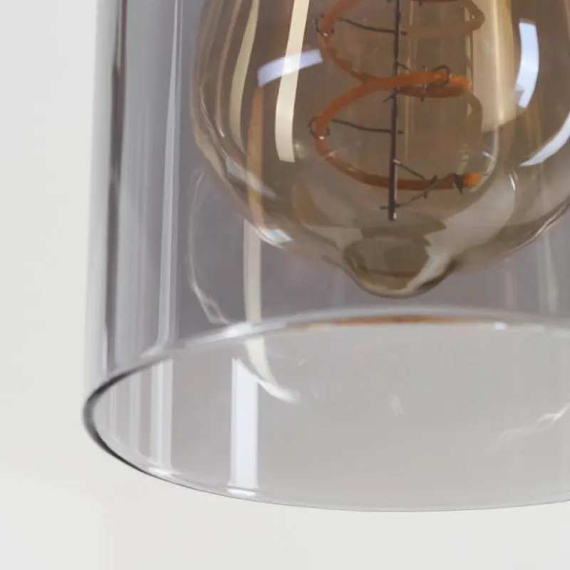 Suspension Verre Fumé-hofstein Suspension Hunouri Bois foncé, Noir, 4 lumières