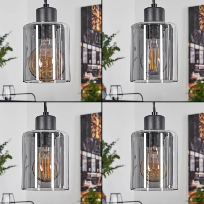 Luminaires Scandinaves-hofstein Suspension Hunouri Écru, Noir, 3 lumières