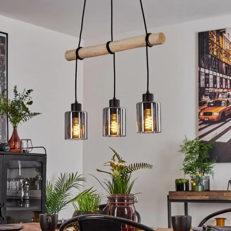 Luminaires Scandinaves-hofstein Suspension Hunouri Écru, Noir, 3 lumières