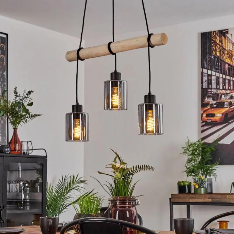 Luminaires Scandinaves-hofstein Suspension Hunouri Écru, Noir, 3 lumières