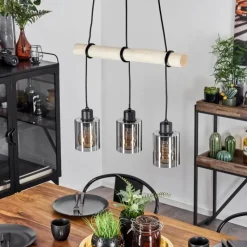 Luminaires Scandinaves-hofstein Suspension Hunouri Écru, Noir, 3 lumières