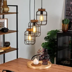 Lampes Vintages & Rétros-hofstein Suspension Husvik Noir, 3 lumières