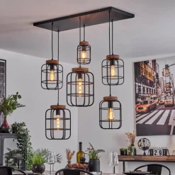 Lampes Vintages & Rétros-hofstein Suspension Husvik Noir, 6 lumières