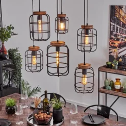 Lampes Vintages & Rétros-hofstein Suspension Husvik Noir, 6 lumières