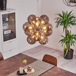 Suspension Verre Fumé-hofstein Suspension Hyco Chrome, 12 lumières