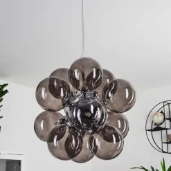 Suspension Verre Fumé-hofstein Suspension Hyco Chrome, 12 lumières