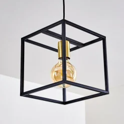 Lampes Dorées-hofstein Suspension Ibusuki Or, Laiton, Noir, 1 lumière