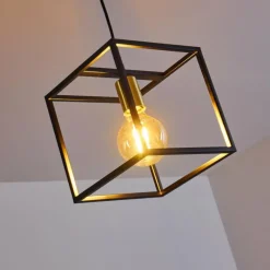 Lampes Dorées-hofstein Suspension Ibusuki Or, Laiton, Noir, 1 lumière