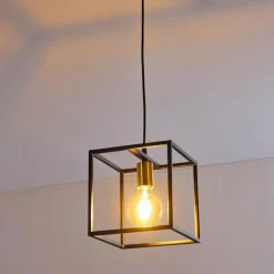 Lampes Dorées-hofstein Suspension Ibusuki Or, Laiton, Noir, 1 lumière