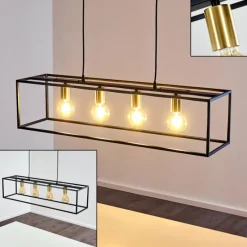 Lampes Dorées-hofstein Suspension Ibusuki Or, Laiton, Noir, 4 lumières