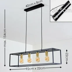 Lampes Dorées-hofstein Suspension Ibusuki Or, Laiton, Noir, 4 lumières