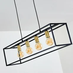 Lampes Dorées-hofstein Suspension Ibusuki Or, Laiton, Noir, 4 lumières