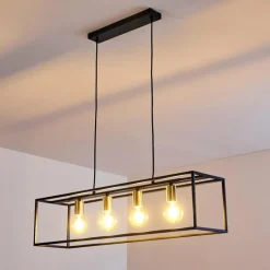 Lampes Dorées-hofstein Suspension Ibusuki Or, Laiton, Noir, 4 lumières