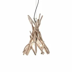 Style Boho-Chic-Luminaires Ideallux Suspension Ideal Lux DRIFTWOOD Bois clair, 1 lumière