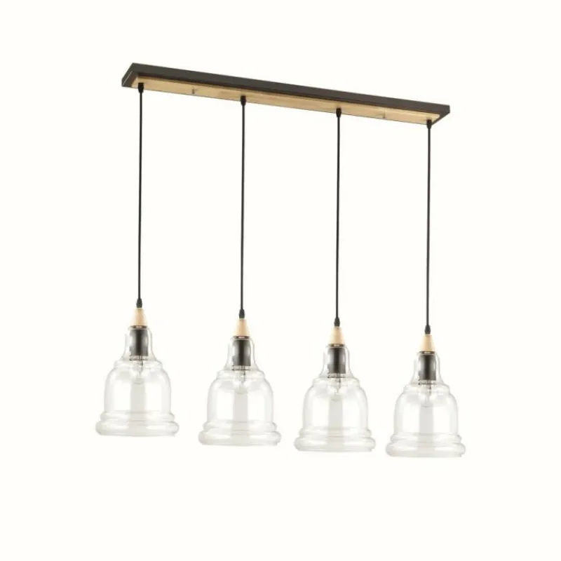Lampes En Bois-Luminaires Ideallux Suspension Ideal Lux GRETEL Brun, Noir, 4 lumières