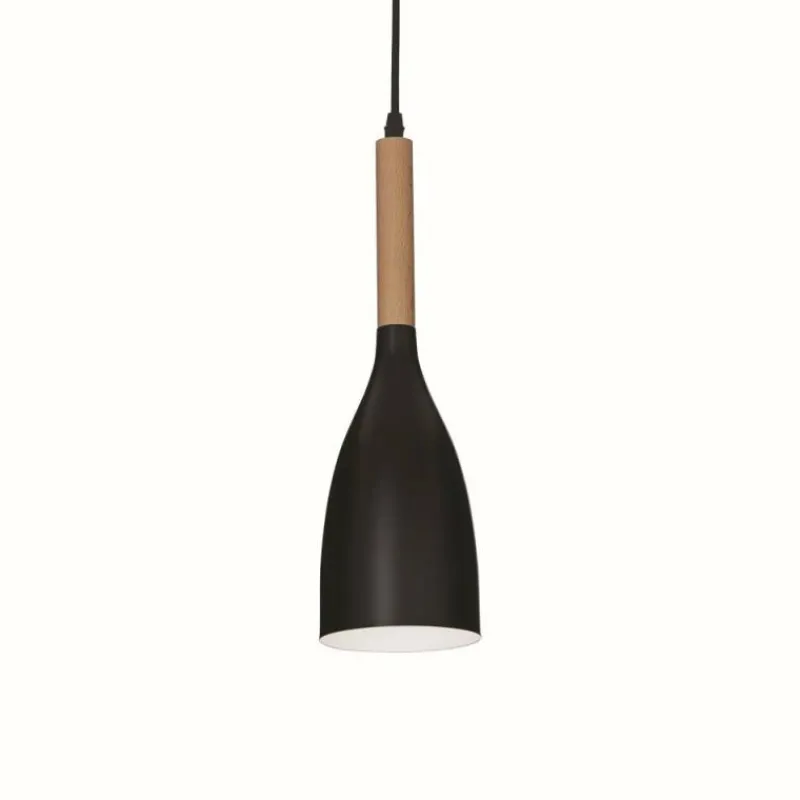 Lampes En Bois-Luminaires Ideallux Suspension Ideal Lux MANHATTAN Noir, 1 lumière