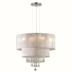 Lampes En Tissu-Luminaires Ideallux Suspension Ideal Lux OPERA Chrome, 6 lumières
