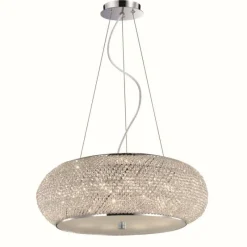 Lampes Vintages & Rétros-Luminaires Ideallux Suspension Ideal Lux PASHA Chrome, Aspect cristal, 10 lumières