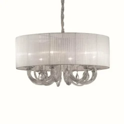 Lampes En Tissu-Luminaires Ideallux Suspension Ideal Lux SWAN Chrome, 6 lumières