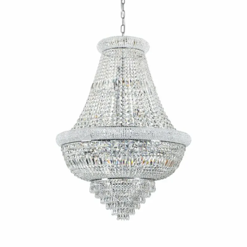 Luminaires Antiques-Luminaires Ideallux Suspension Ideallux DUBAI Chrome, 24 lumières