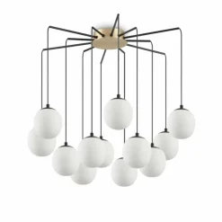 Lampes À Boules-Luminaires Ideallux Suspension Ideallux RHAPSODY Laiton, Noir, 12 lumières