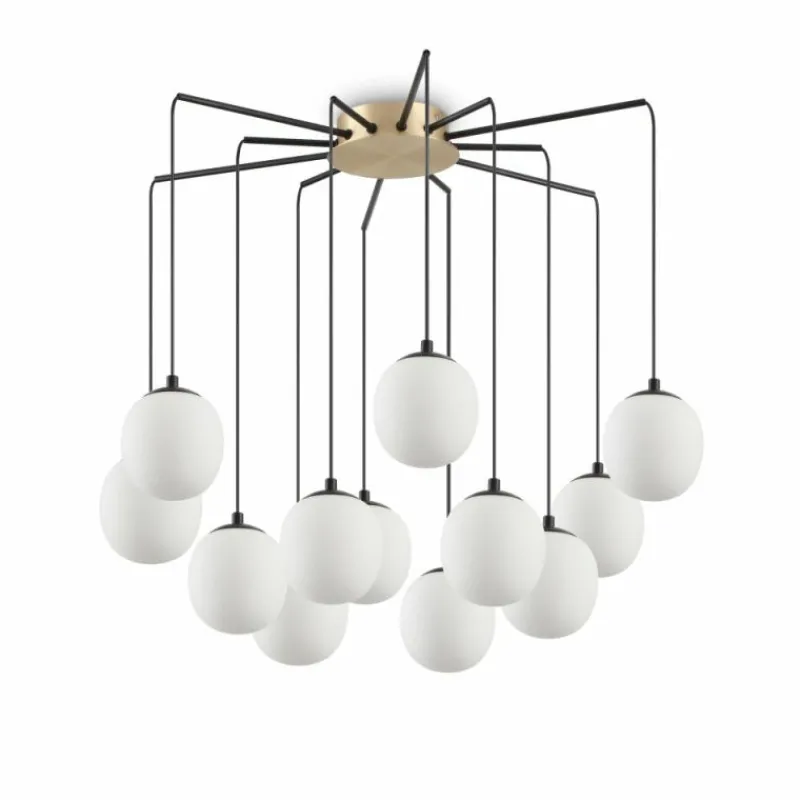 Lampes À Boules-Luminaires Ideallux Suspension Ideallux RHAPSODY Laiton, Noir, 12 lumières