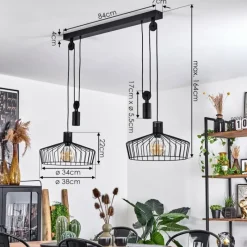 Lampes Industrielles-hofstein Suspension Ilihuli Noir, 2 lumières
