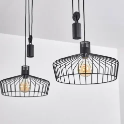 Lampes Industrielles-hofstein Suspension Ilihuli Noir, 2 lumières