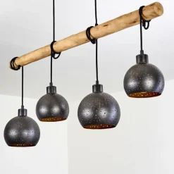 Lampes Vintages & Rétros-hofstein Suspension Imana Bois clair, Noir, 4 lumières