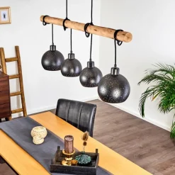 Lampes Vintages & Rétros-hofstein Suspension Imana Bois clair, Noir, 4 lumières