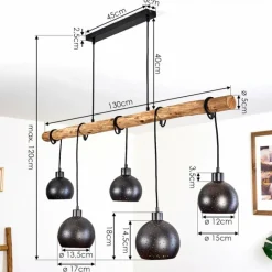 Lampes Vintages & Rétros-hofstein Suspension Imana Bois clair, Noir, 5 lumières
