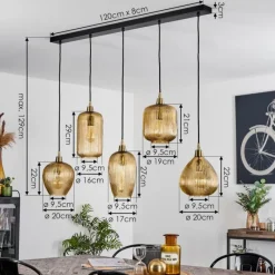 hofstein Suspension Iraola Or, Noir, 5 lumières