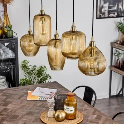 hofstein Suspension Iraola Or, Noir, 5 lumières