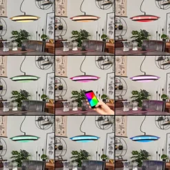 hofstein Suspension Ittingen LED Noir, 1 lumière, Changeur de couleurs