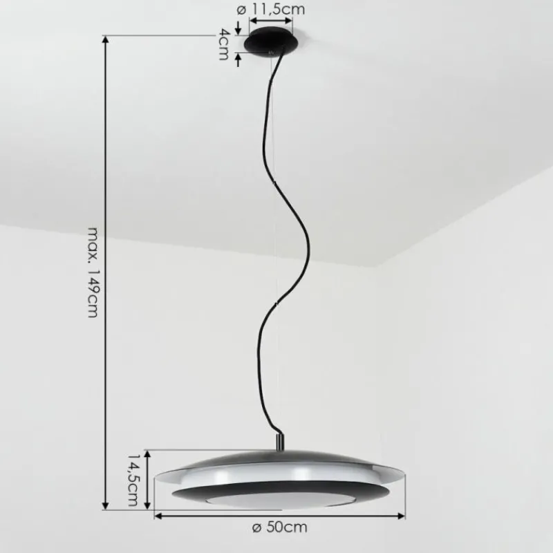 hofstein Suspension Ittingen LED Noir, 1 lumière, Changeur de couleurs