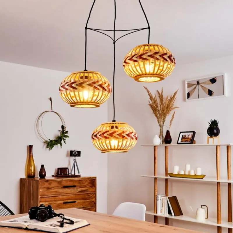 Style Boho-Chic-hofstein Suspension Jaurama Noir, 3 lumières